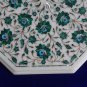 18" Marble inlay Malachite coffee Side Table Lazysusan vintage Living Room Decor