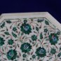 18" Marble inlay Malachite coffee Side Table Lazysusan vintage Living Room Decor