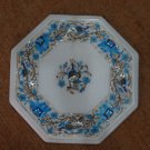 12" Marble Coffee Turquoise Diningtable Top Peacock Pietra Dura Elephant Art