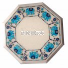 15" White Marble Top Table Turquoise Stone Elephant Inlay Arts Marquetry Decor 15" White Marble Top Table Turquoise Stone Elephant Inlay Arts Marquetry Decor