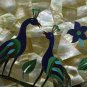 18" Marble Coffee Table Top Pietra Dura Abalone Inlaid Peacocks Handmade Decor