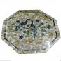 18" Marble Coffee Table Top Pietra Dura Abalone Inlaid Peacocks Handmade Decor