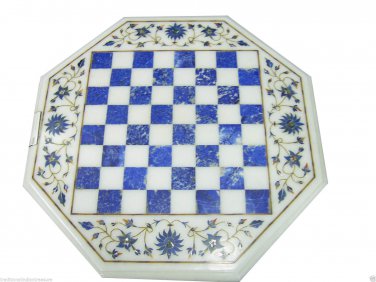 24" Marble Cofffee Table Top Chess Design Handmade Inlay Marquetry Patio Decor