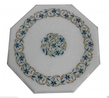 12" White Marble Coffee Table Top Mosaic Decor Semi Precious Italian Arts Decor