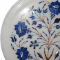 9"x9" Marble Plate Pietra Dura Lapis Lazuli Handmade Floral Art Home Decor Gifts