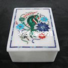 4"x3"x2" Marble Jewelry Box Lapis Floral Inlay Malachite Parrot Art Decor Gifts