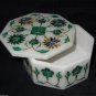 4"x2" Marble Malachite Jewelry Box Handmade Pietradura Inlay Home Decor Gifts