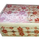 4"x3"x2" Marble Jewelry Box Cabinet Carnelian Inlay Mosaic Floral Decor Gifts