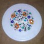 9" Marble White Round Serving Plate Mosaic Hakik Inlay Pietradure Art Decor