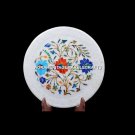 8" Marble Multi Inlaid Round Plate Handmade Mosaic Arts Hallway Decor Gift H5431