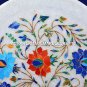 8" Marble Multi Inlaid Round Plate Handmade Mosaic Arts Hallway Decor Gift H5431