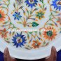 10" Marrble Serving Plate Marquetry Inlay Stones Arts Kitchen Gift Decor H5458A