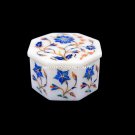 4"x4" Floral Lapis Marble Trinket Box Handmade Inlaid Bedroom Arts Decor H5530A 4"x4" Floral Lapis Marble Trinket Box Handmade Inlaid Bedroom Arts Decor H5530A