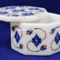 4"x4" Marvelous Marble Custom Box Lapis Marquetry Inlay Gift Best Decor H5535A