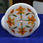 Marble Coffee Coaster Set Mosaic Floral Real Arts Inlay Hakik Stone Decor H5553