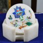 Beautiful Marble Personalized Coasters Lapis Inlaid Precious Stones Decor H5555