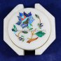 Beautiful Marble Personalized Coasters Lapis Inlaid Precious Stones Decor H5555