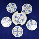 Modern Marble Mosaic Coaster Set Lapis Collectible Inlaid Home Accessories H5565