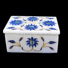 4"x3"x2" Marble Jewelry Lapis Floral Box Collectible Inlay Arts Home Decor H5492