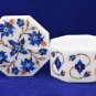 3"x3" Marble Jewelry Custom Box Lapis Inlaid Stones Valentine Gift Decor H5535