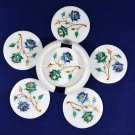 Attractive Precious Marble Round Tea Coasters Malachite Lapis Inlay Decor H5566 Attractive Precious Marble Round Tea Coasters Malachite Lapis Inlay Decor H5566