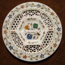 10" Floral Art Marble Grill Plate Mosaic Inlay Occasional Kitchen Decor H4051 10" Floral Art Marble Grill Plate Mosaic Inlay Occasional Kitchen Decor H4051