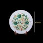 8" White Marble Round Dish Plate Malachite Inlay Dining Table Gift Decor H5426