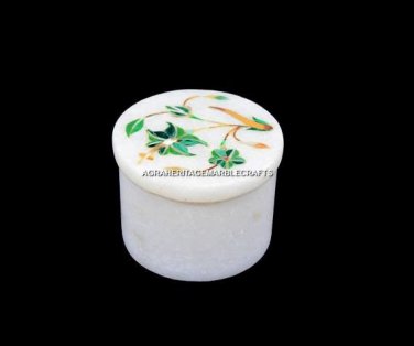 3"x1.5" Elegant Marble Personalized Box Fine Decorative Inlay Arts Gifts H5508A