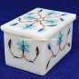 3"x2"x1.5" Marvelous Marble Trinket Box Marquetry Inlaid Adornment Decor H5521