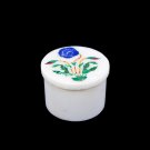 2"x1.5" Round Marble Personalized Box Malachite Lapis Inlay Designer Decor H5536