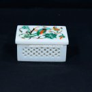 1.6"x3"x2" Filligree Marble Desinger Box Parrot Malachite Inlay Art Decor H5520