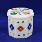 3"x1.5" Multi Floral Stone Marble Storage Inlaid Box Interior Gift Decor H5541A