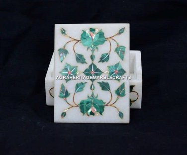 4"x3"x2" Marble Personalized Box Malachite Inlay Floral Collectible Decor H5477