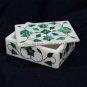 4"x3"x2" Marble Personalized Box Malachite Inlay Floral Collectible Decor H5477