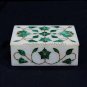 4"x3"x2" Marble Personalized Box Malachite Inlay Floral Collectible Decor H5477