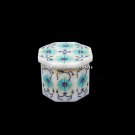 3"x1.5" Marble Jewelry Storage Box Turquoise Precious Inlay Stones Decor H5509A