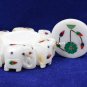 4"x4" Marble Round Inlaid Box Floral Elephant Malachite Inlay Mosaic Gift H5534A