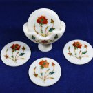 Custom Marble Coffee Coaster Set Floral Arts Carnelian Inlay Mosaic Decor H5557 Custom Marble Coffee Coaster Set Floral Arts Carnelian Inlay Mosaic Decor H5557