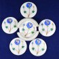 Lapis Floral Inlaid Marble White Coaster Set Handmade Arts Kitchen Decor H5562
