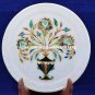 8" Marble Round Serving Plate Marquetry Real Fine Inlay Occasional Decor H5437