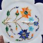 5" Marble Floral Plate Marquetry Inlaid Precious Stone Arts Interior Decor H5443