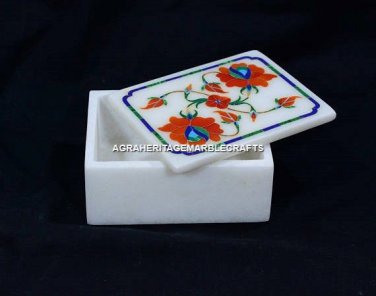 4"x3"x2" Gorgeous Marble Personalized Box Handmade Floral Valentine Decor H5486
