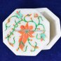 3"x1.5" Malachite Hakik Floral Marble Octagon Jewelry Box Inlay Art Decor H5510A