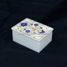 4"x3"x2" Lapis Marble Storage Jewelry Box Marquetry Inlay Gemstones Decor H5513 4"x3"x2" Lapis Marble Storage Jewelry Box Marquetry Inlay Gemstones Decor H5513
