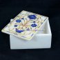 4"x3"x2" Lapis Marble Storage Jewelry Box Marquetry Inlay Gemstones Decor H5513
