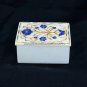 4"x3"x2" Lapis Marble Storage Jewelry Box Marquetry Inlay Gemstones Decor H5513