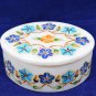 4"x2.6" Marble Beautiful Jewelry Storage Box Multi Mosaic Floral Inlay Art H5532