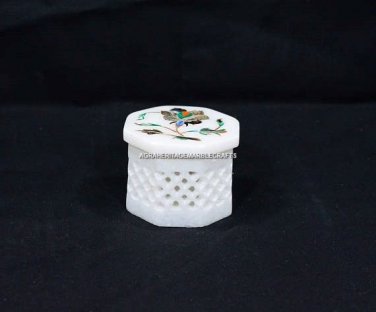 3"x3" Decorative Marble Small Filligree Box Precious Pauashell Inlay Gift H5540A