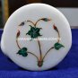 Exclusive Marble Coaster Round Gift Set Precious Malachite Gemstone Decor H5571