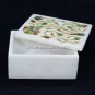 6"x4"x2" Modern Marble Earrings Stogare Box Abalone Inlaid Stones Decor H5471A